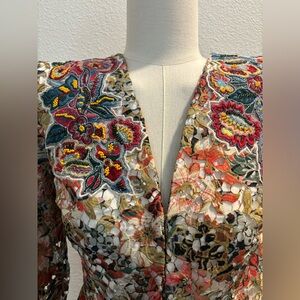 New SOFT SURROUNDINGS Ariege Beaded Floral Embroidery Boho Peplum Jacket S